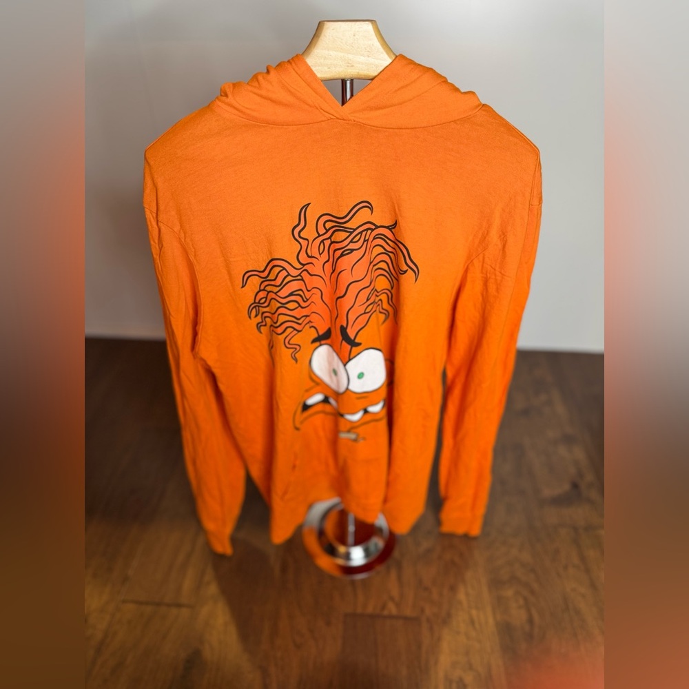 Disney Orange Long Sleeve Hoodie with Quirky Face Graphic